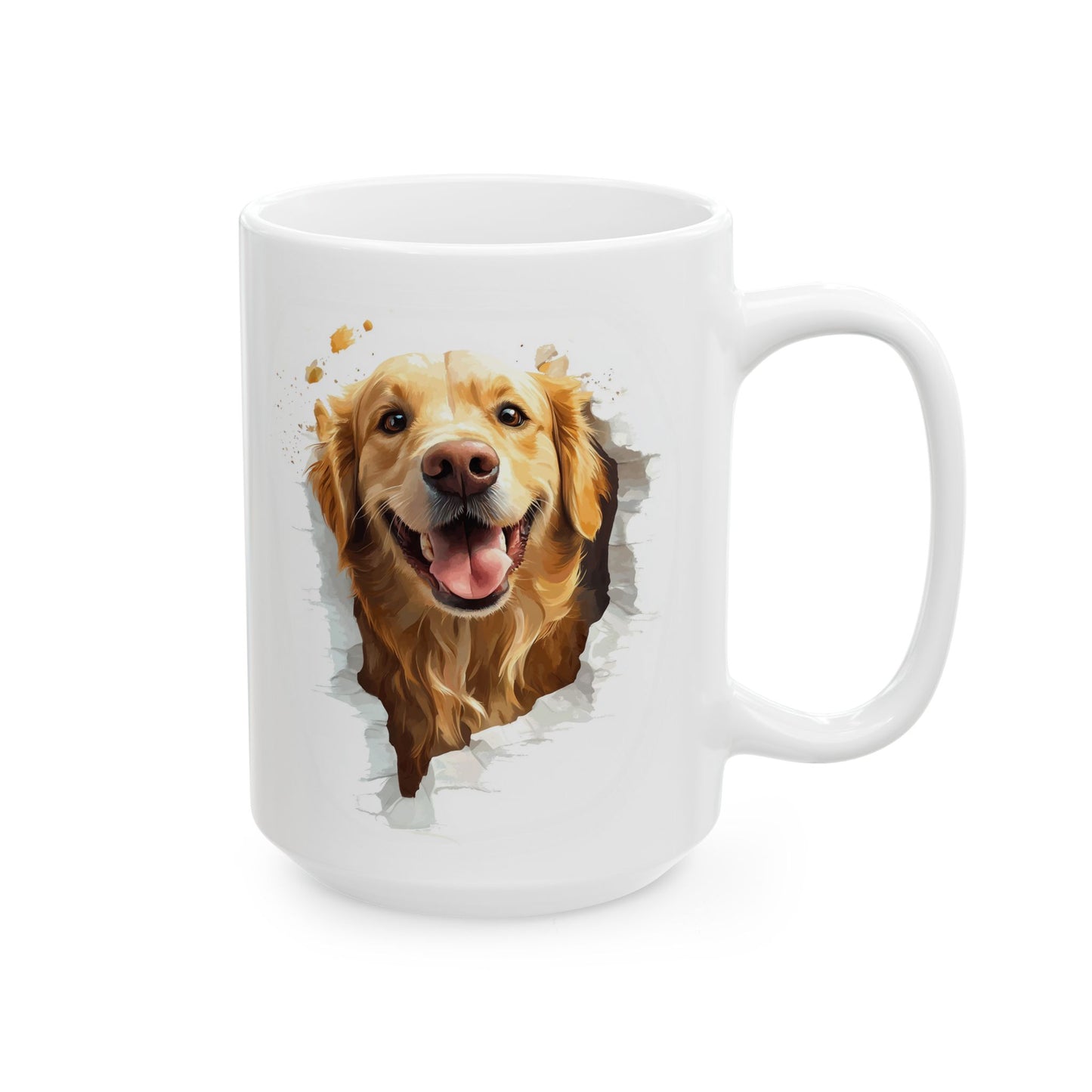 Golden Retriever Watercolor Ceramic Mug — Dog Lover Coffee Cup (11oz, 15oz)