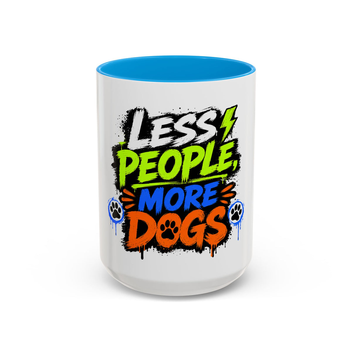 Less People More Dogs Coffee Mug — Bold Graffiti Dog Lover Gift (11oz, 15oz)
