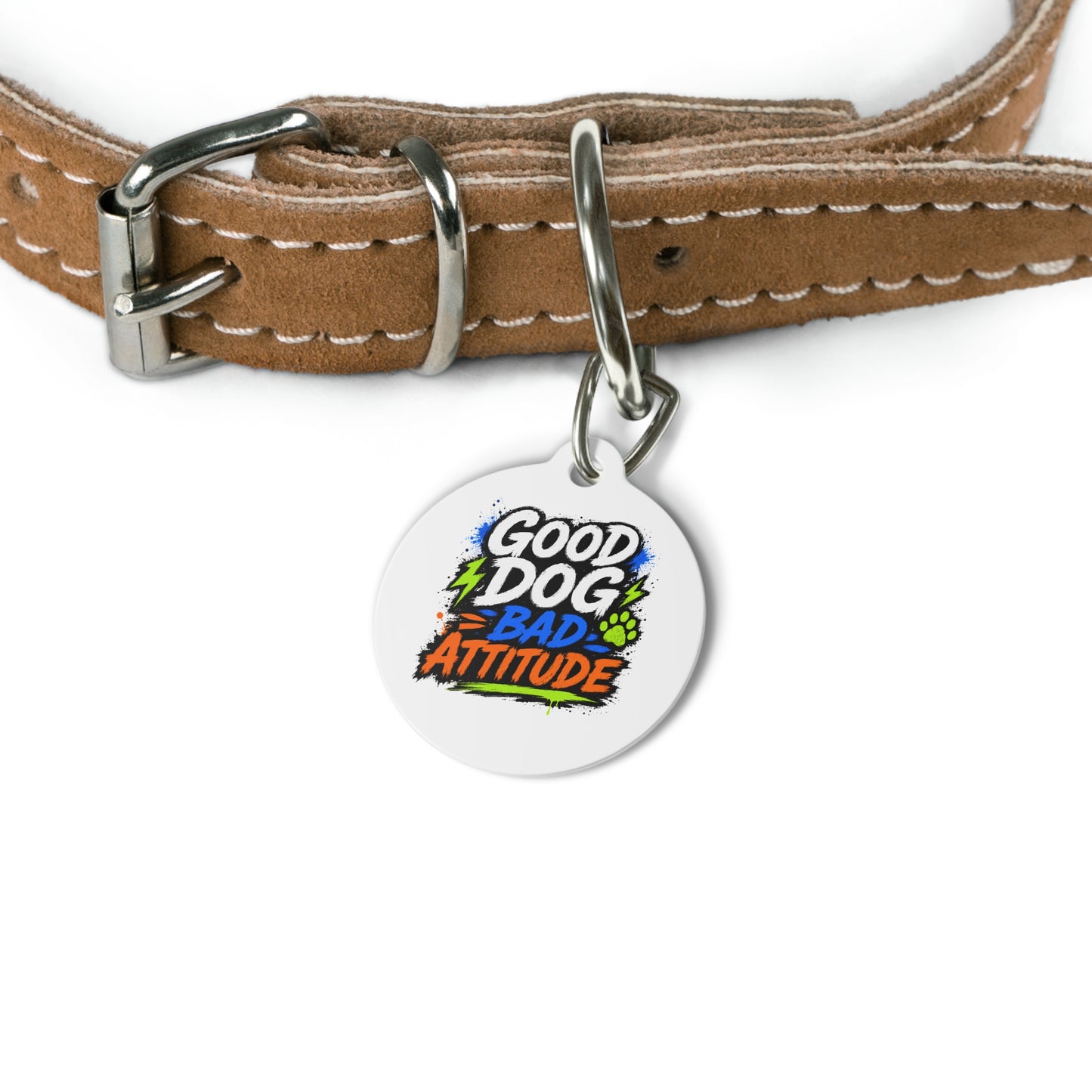 Good Dog Bad Attitude Personalized Pet Tag — Funny Dog ID Tag
