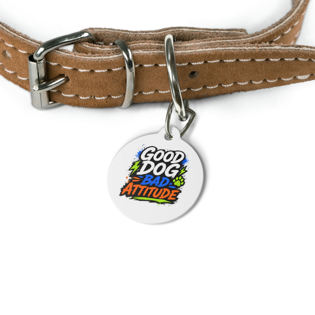 Good Dog Bad Attitude Personalized Pet Tag — Funny Dog ID Tag