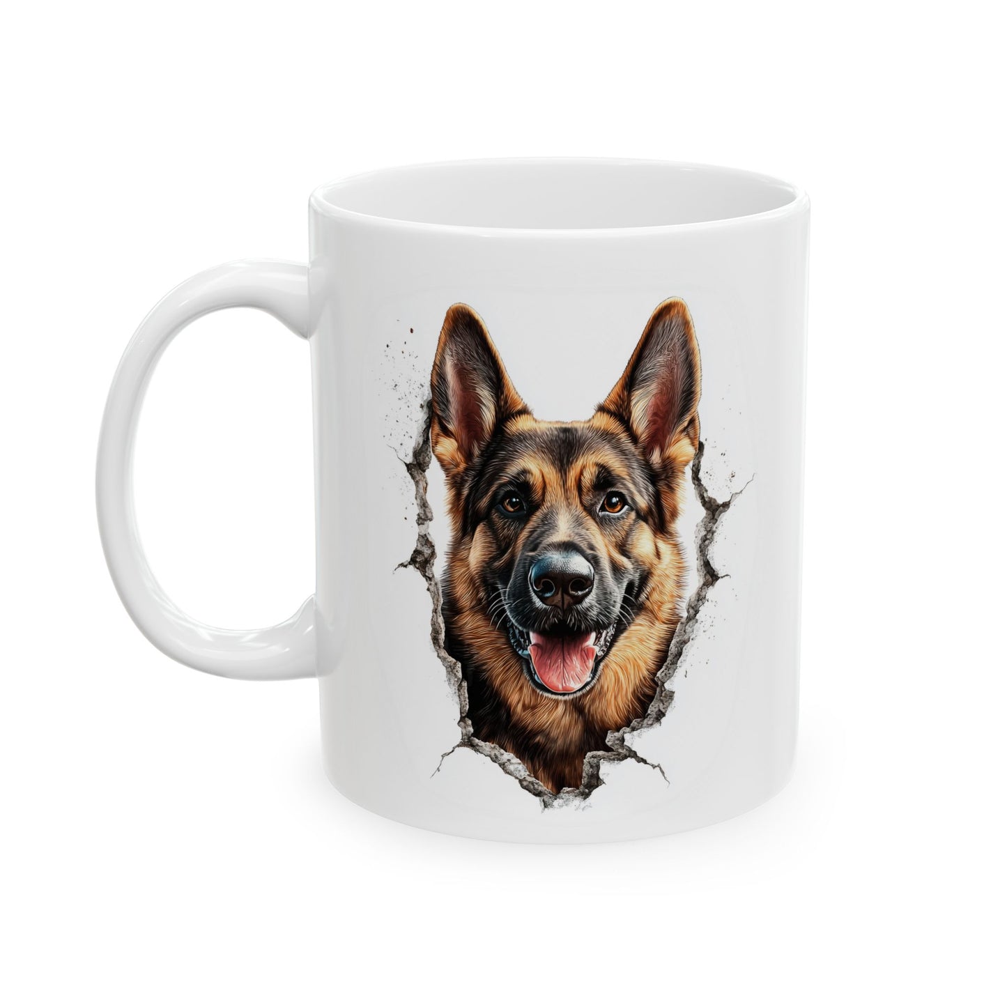 Dog Portrait Ceramic Mug — Watercolor German Shepherd Coffee Cup (11oz & 15oz)