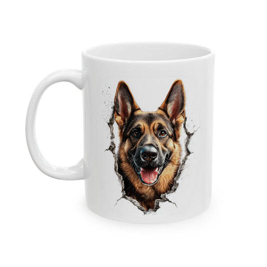 Dog Portrait Ceramic Mug — Watercolor German Shepherd Coffee Cup (11oz & 15oz)