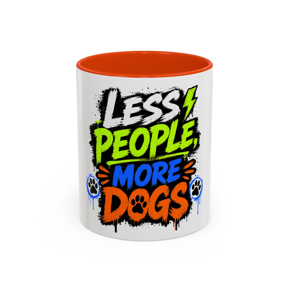 Less People More Dogs Coffee Mug — Bold Graffiti Dog Lover Gift (11oz, 15oz)