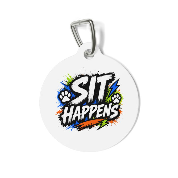 Sit Happens Personalized Pet Tag — Funny Dog ID Tag