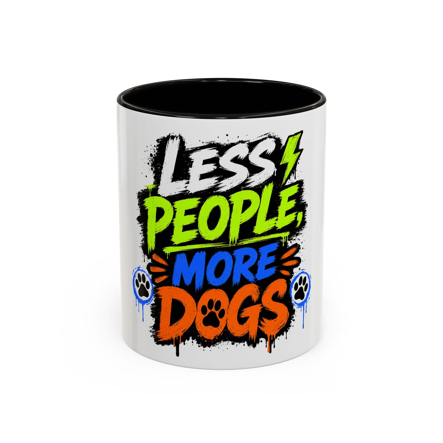 Less People More Dogs Coffee Mug — Bold Graffiti Dog Lover Gift (11oz, 15oz)