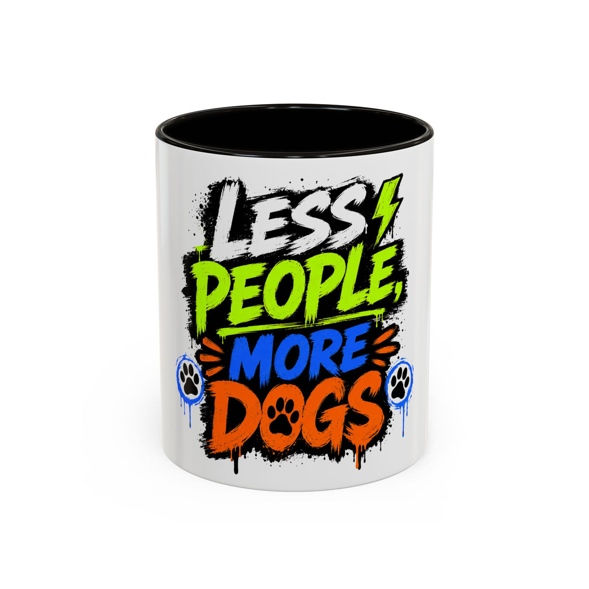 Less People More Dogs Coffee Mug — Bold Graffiti Dog Lover Gift (11oz, 15oz)