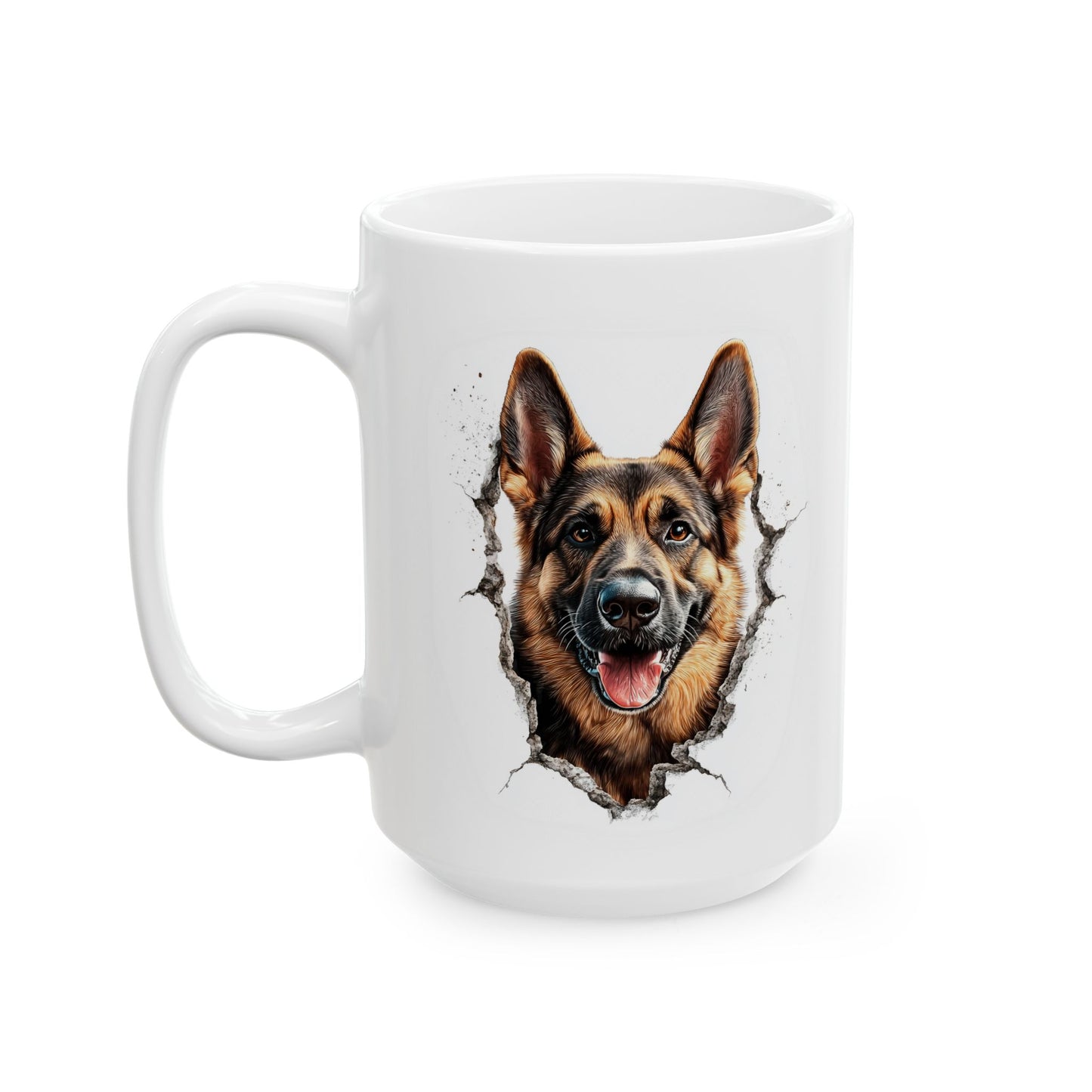 Dog Portrait Ceramic Mug — Watercolor German Shepherd Coffee Cup (11oz & 15oz)
