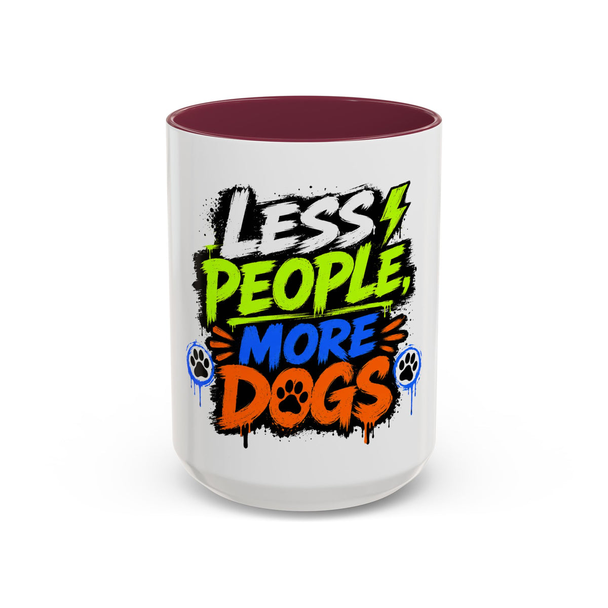 Less People More Dogs Coffee Mug — Bold Graffiti Dog Lover Gift (11oz, 15oz)