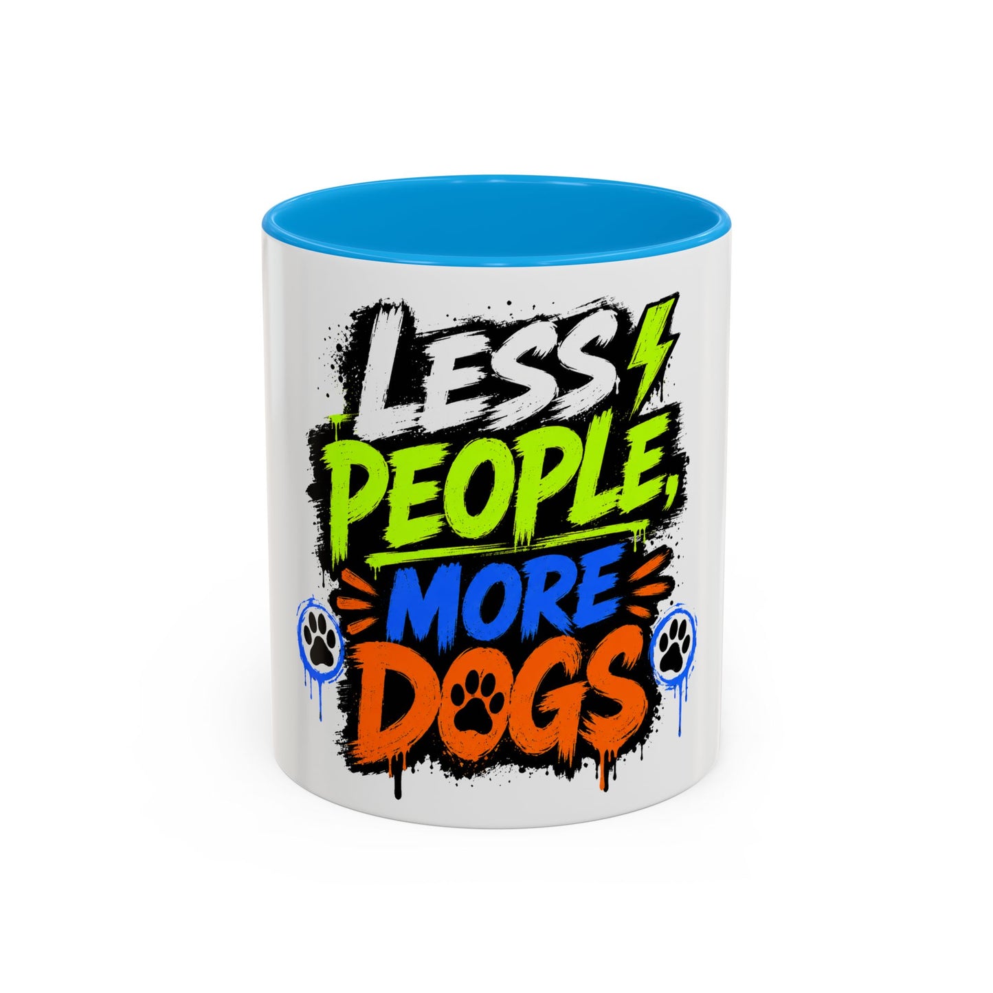 Less People More Dogs Coffee Mug — Bold Graffiti Dog Lover Gift (11oz, 15oz)