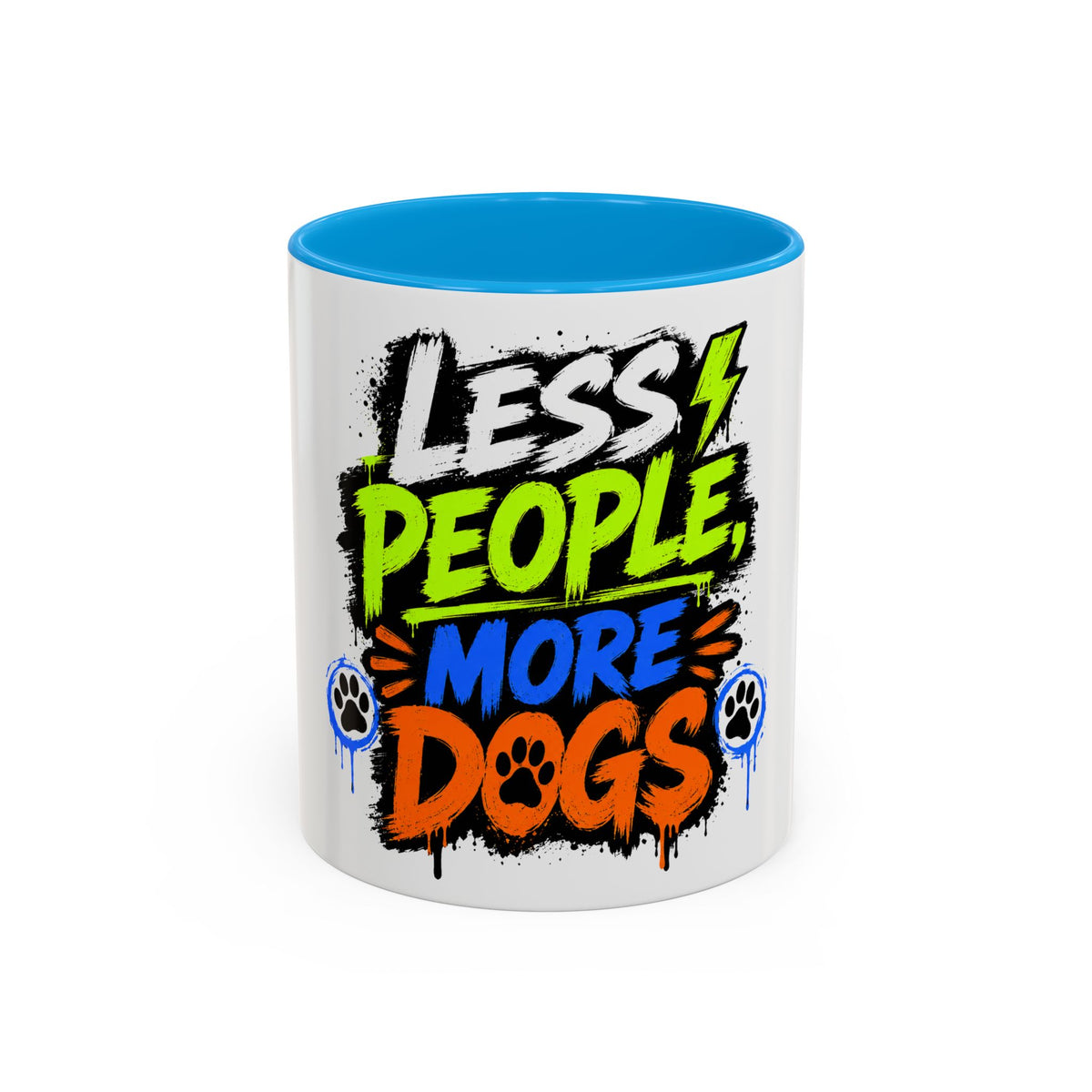 Less People More Dogs Coffee Mug — Bold Graffiti Dog Lover Gift (11oz, 15oz)