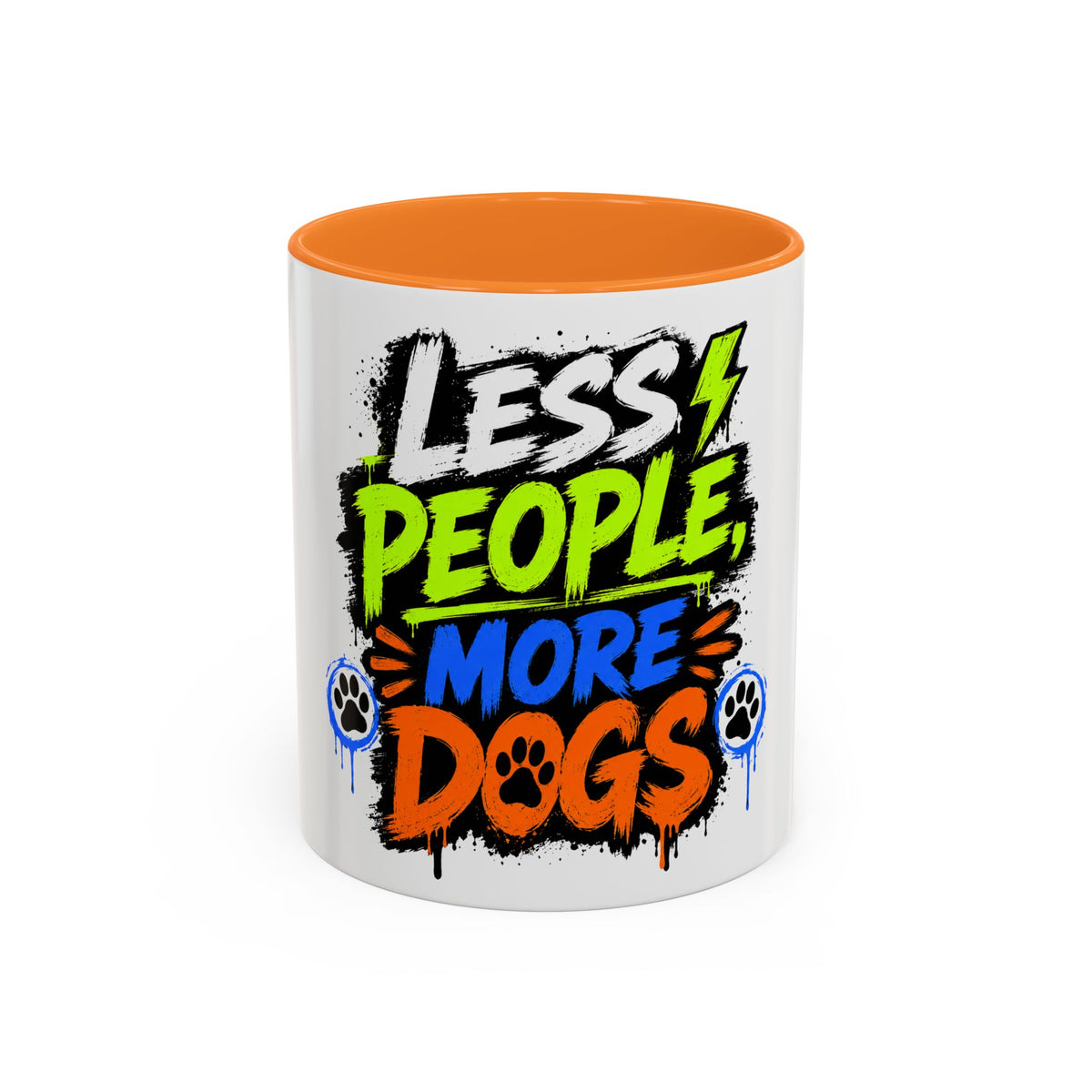Less People More Dogs Coffee Mug — Bold Graffiti Dog Lover Gift (11oz, 15oz)