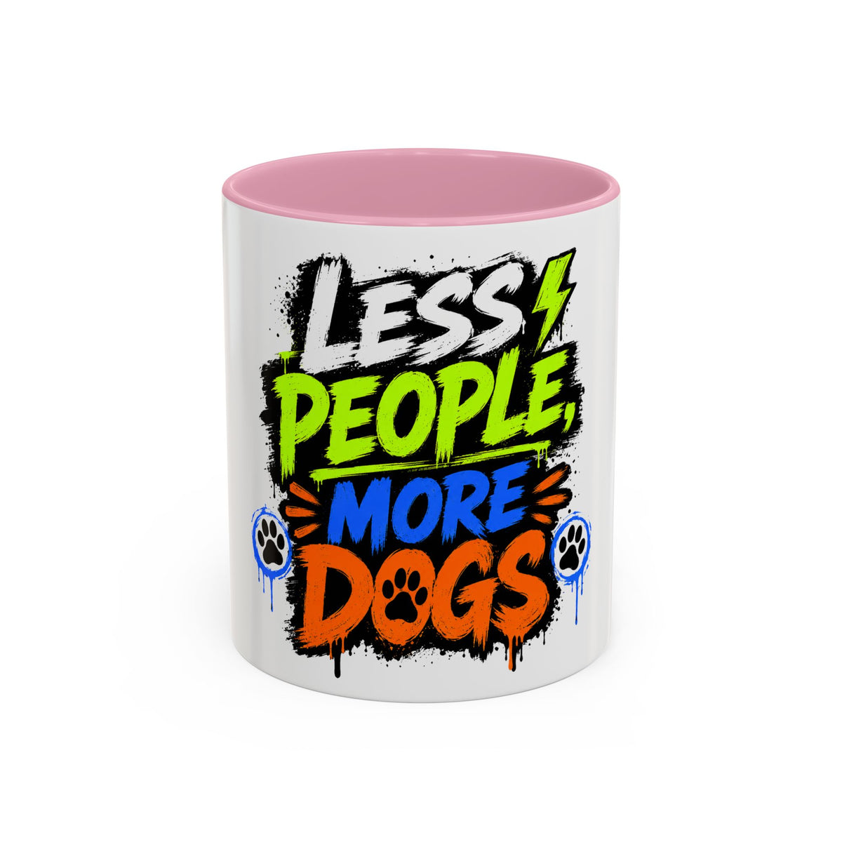 Less People More Dogs Coffee Mug — Bold Graffiti Dog Lover Gift (11oz, 15oz)