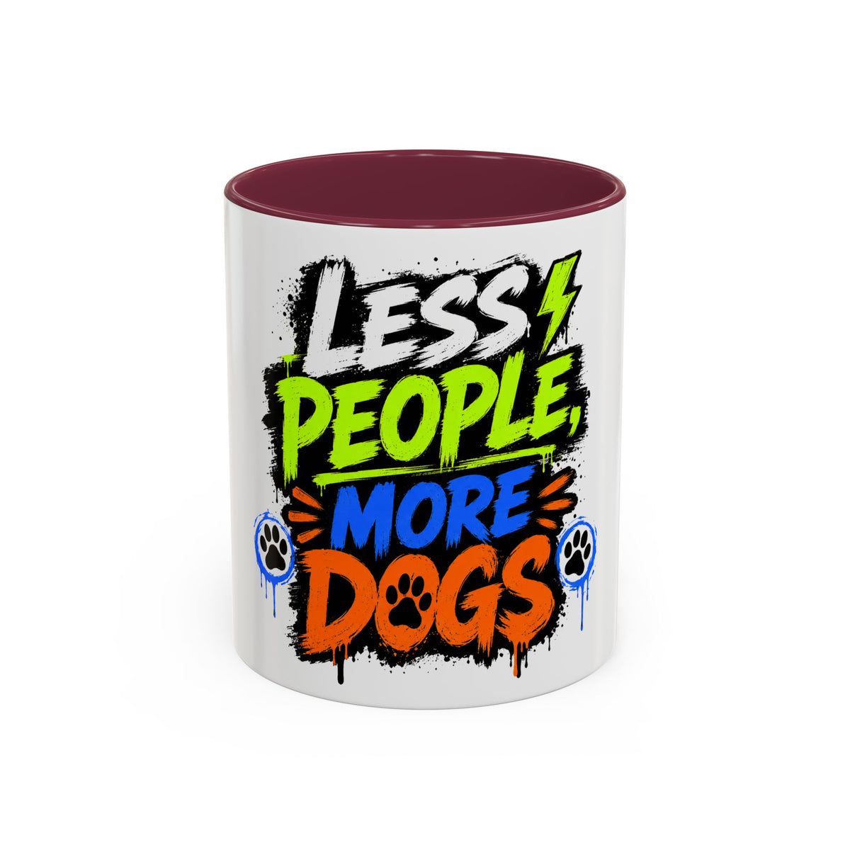 Less People More Dogs Coffee Mug — Bold Graffiti Dog Lover Gift (11oz, 15oz)