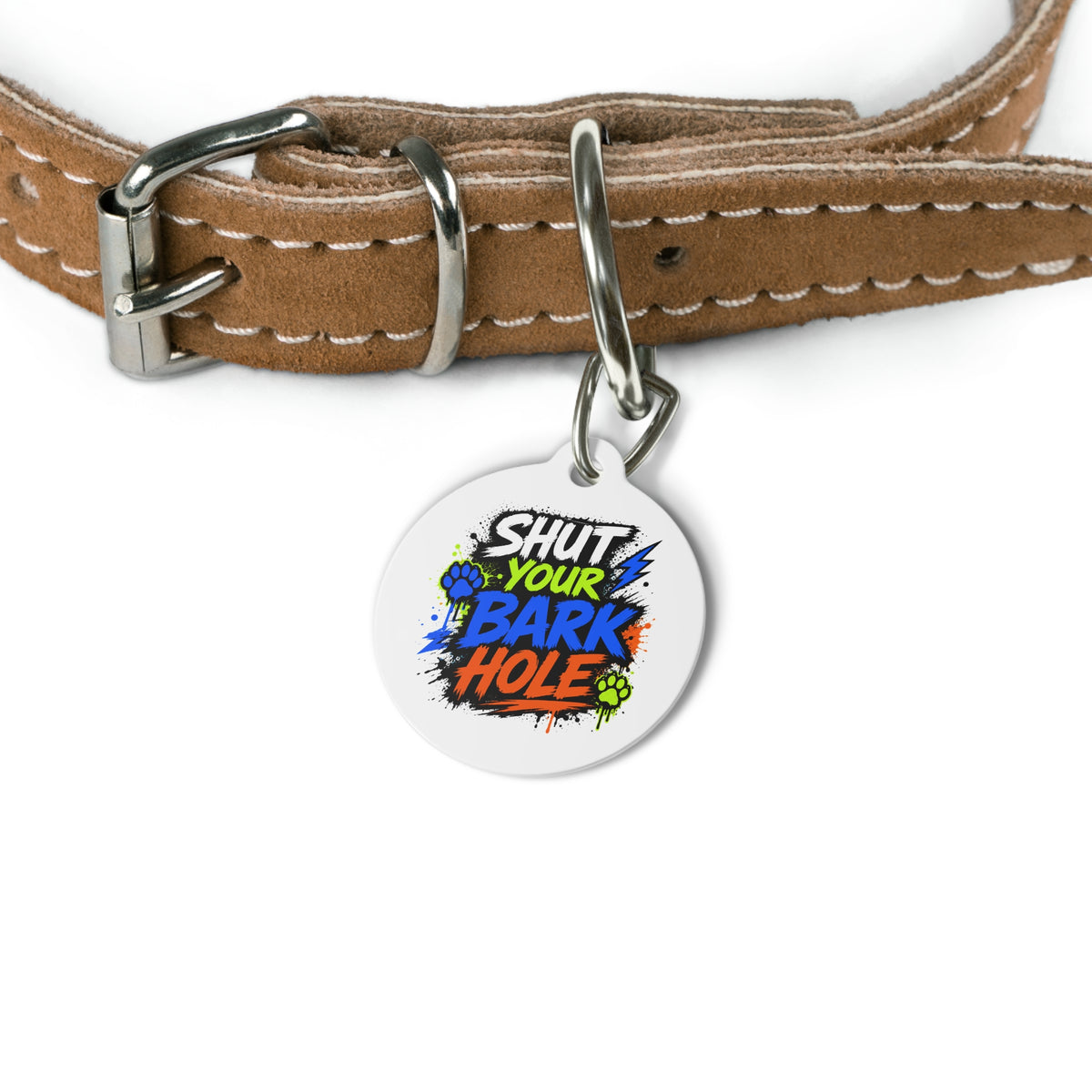 Pet Tag — "Shut Your Bark Hole" Funny Dog ID Tag (Personalizable)