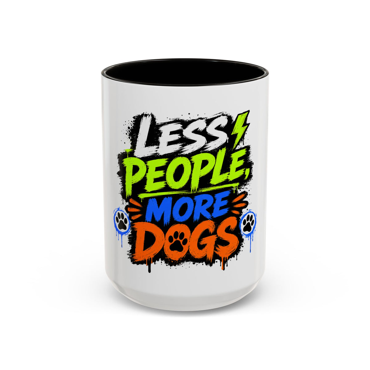 Less People More Dogs Coffee Mug — Bold Graffiti Dog Lover Gift (11oz, 15oz)