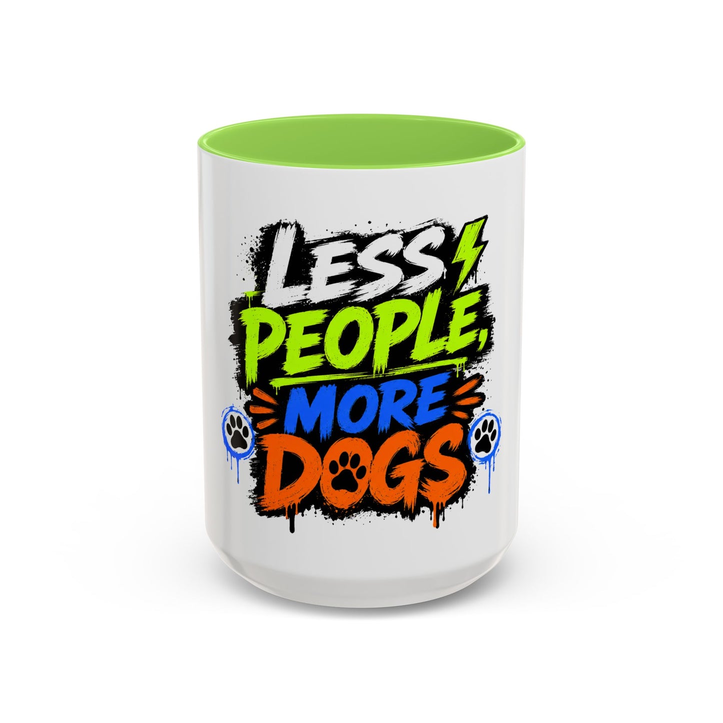 Less People More Dogs Coffee Mug — Bold Graffiti Dog Lover Gift (11oz, 15oz)