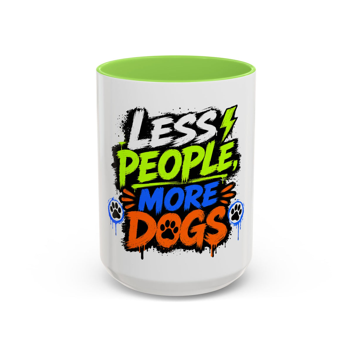 Less People More Dogs Coffee Mug — Bold Graffiti Dog Lover Gift (11oz, 15oz)