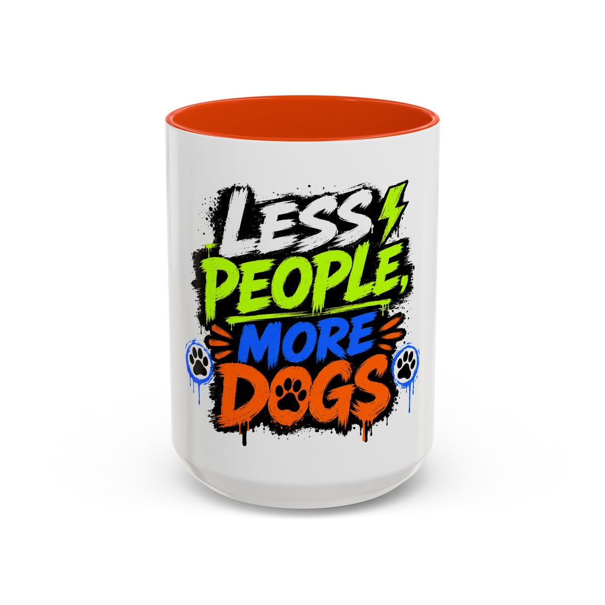 Less People More Dogs Coffee Mug — Bold Graffiti Dog Lover Gift (11oz, 15oz)