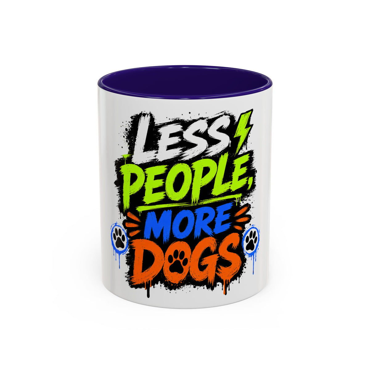Less People More Dogs Coffee Mug — Bold Graffiti Dog Lover Gift (11oz, 15oz)