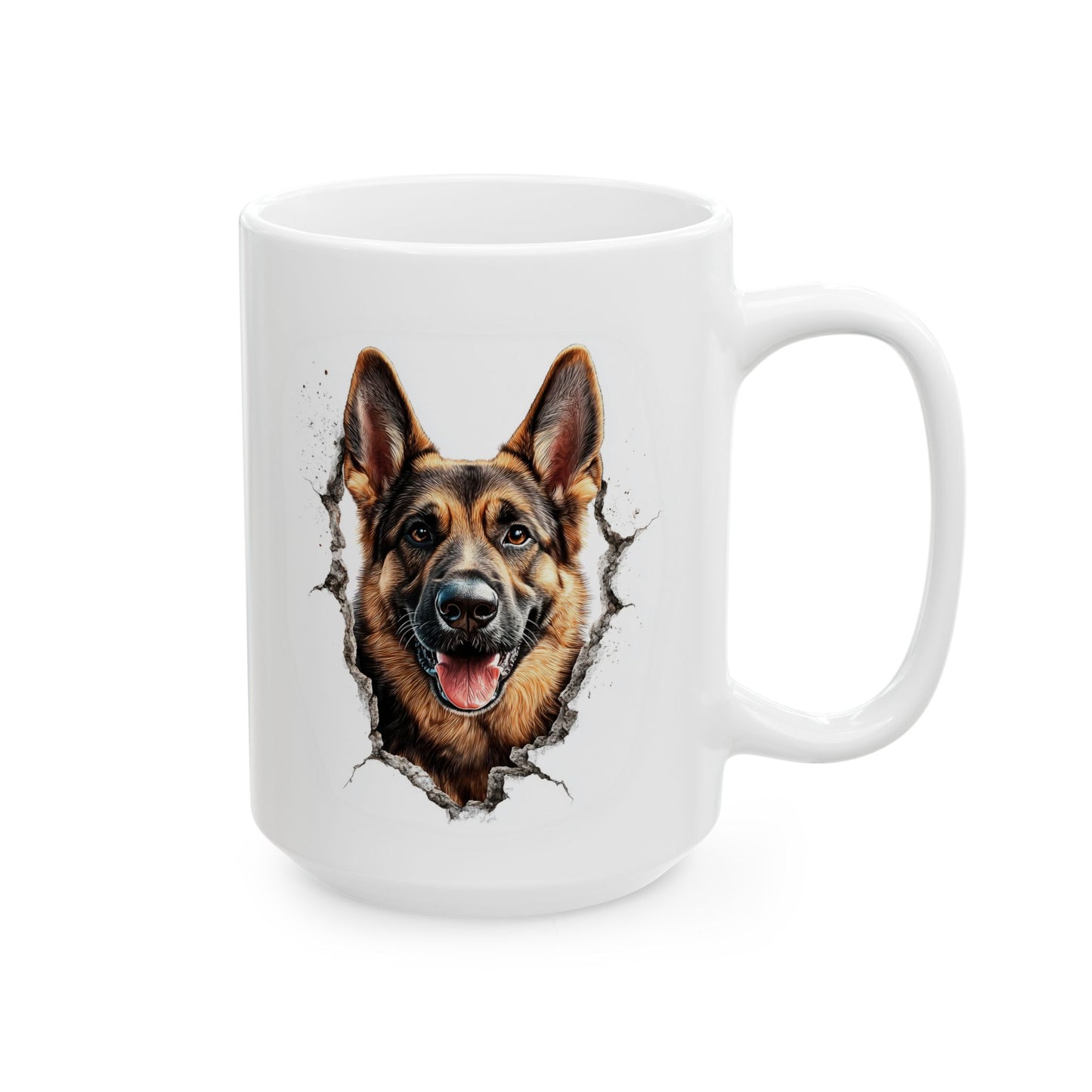 Dog Portrait Ceramic Mug — Watercolor German Shepherd Coffee Cup (11oz & 15oz)