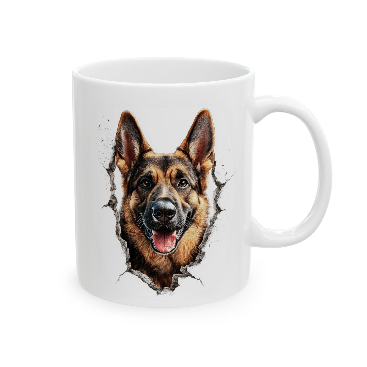 Dog Portrait Ceramic Mug — Watercolor German Shepherd Coffee Cup (11oz & 15oz)