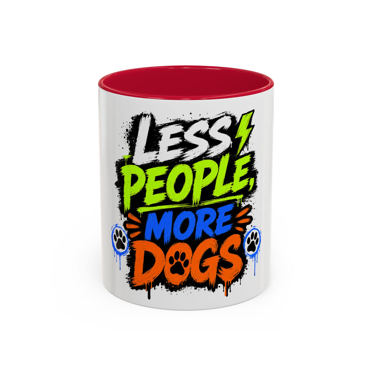 Less People More Dogs Coffee Mug — Bold Graffiti Dog Lover Gift (11oz, 15oz)