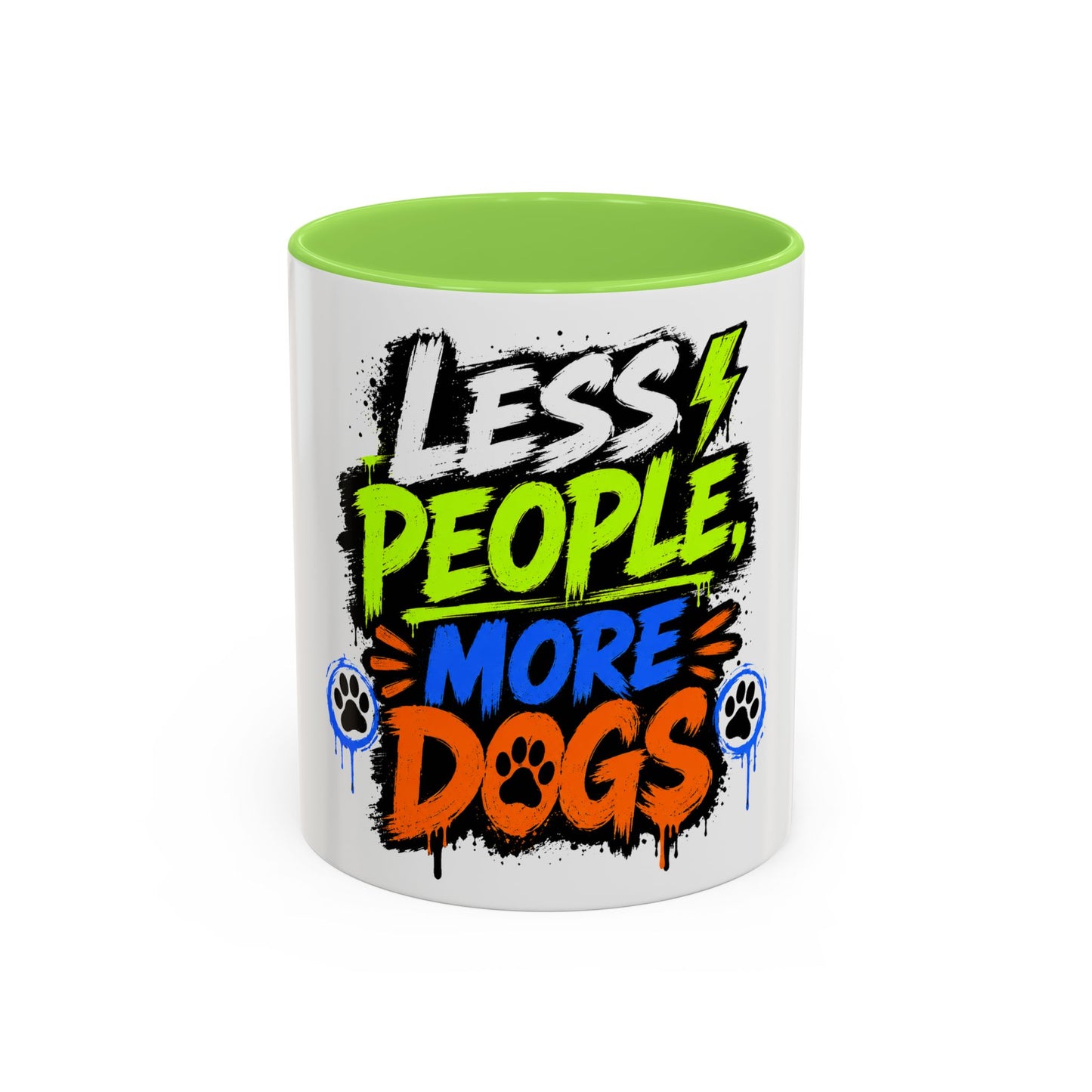 Less People More Dogs Coffee Mug — Bold Graffiti Dog Lover Gift (11oz, 15oz)