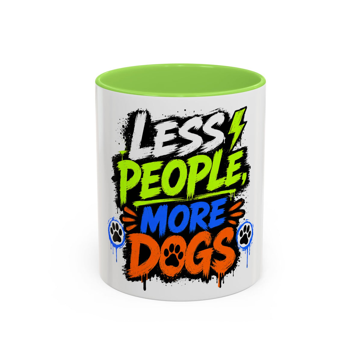 Less People More Dogs Coffee Mug — Bold Graffiti Dog Lover Gift (11oz, 15oz)