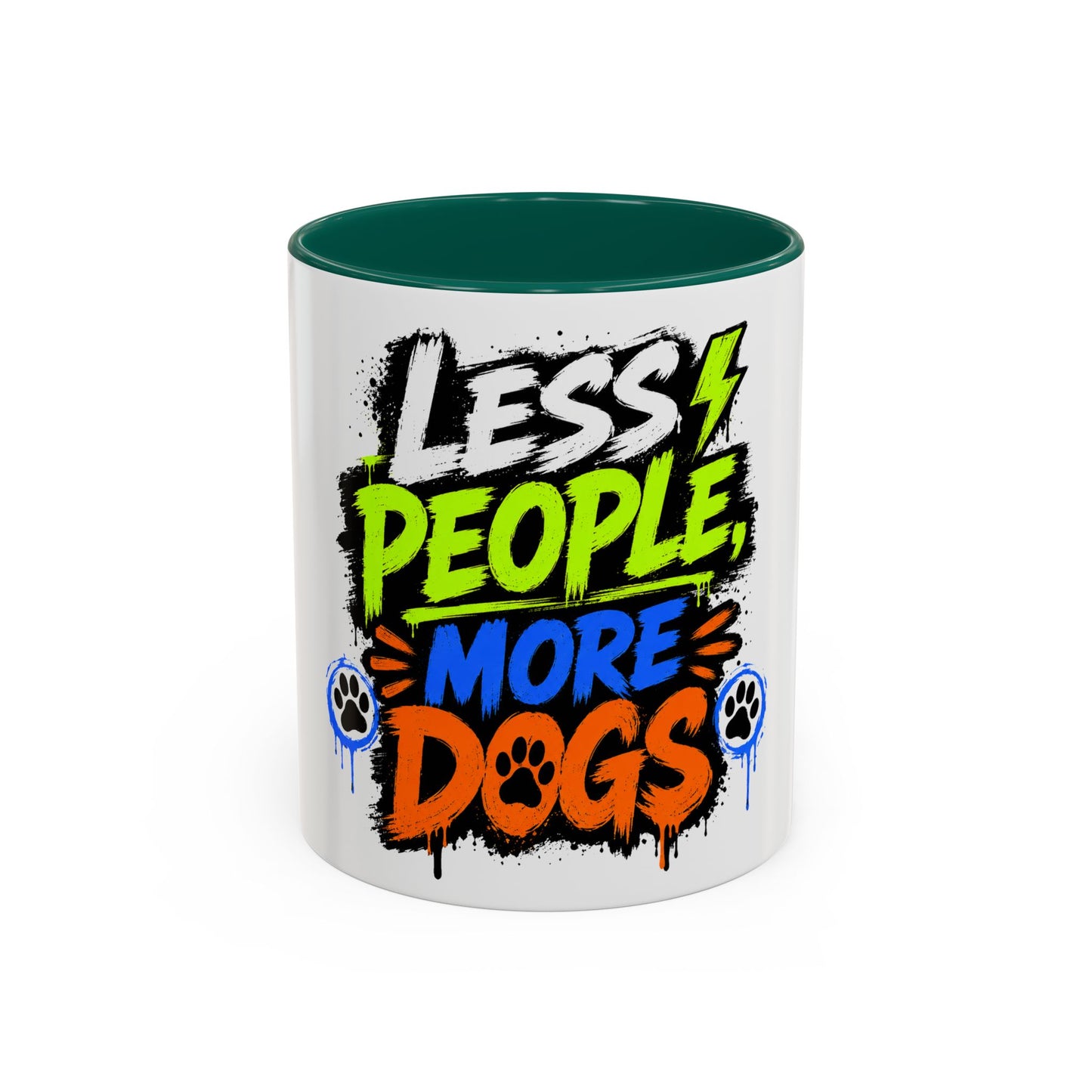 Less People More Dogs Coffee Mug — Bold Graffiti Dog Lover Gift (11oz, 15oz)