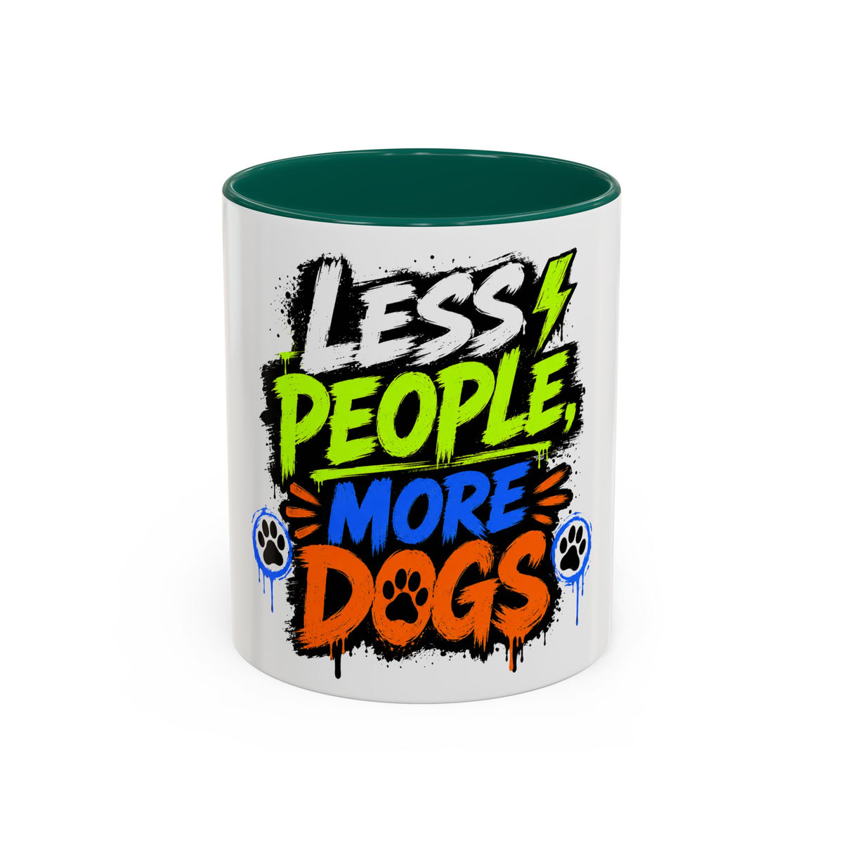 Less People More Dogs Coffee Mug — Bold Graffiti Dog Lover Gift (11oz, 15oz)