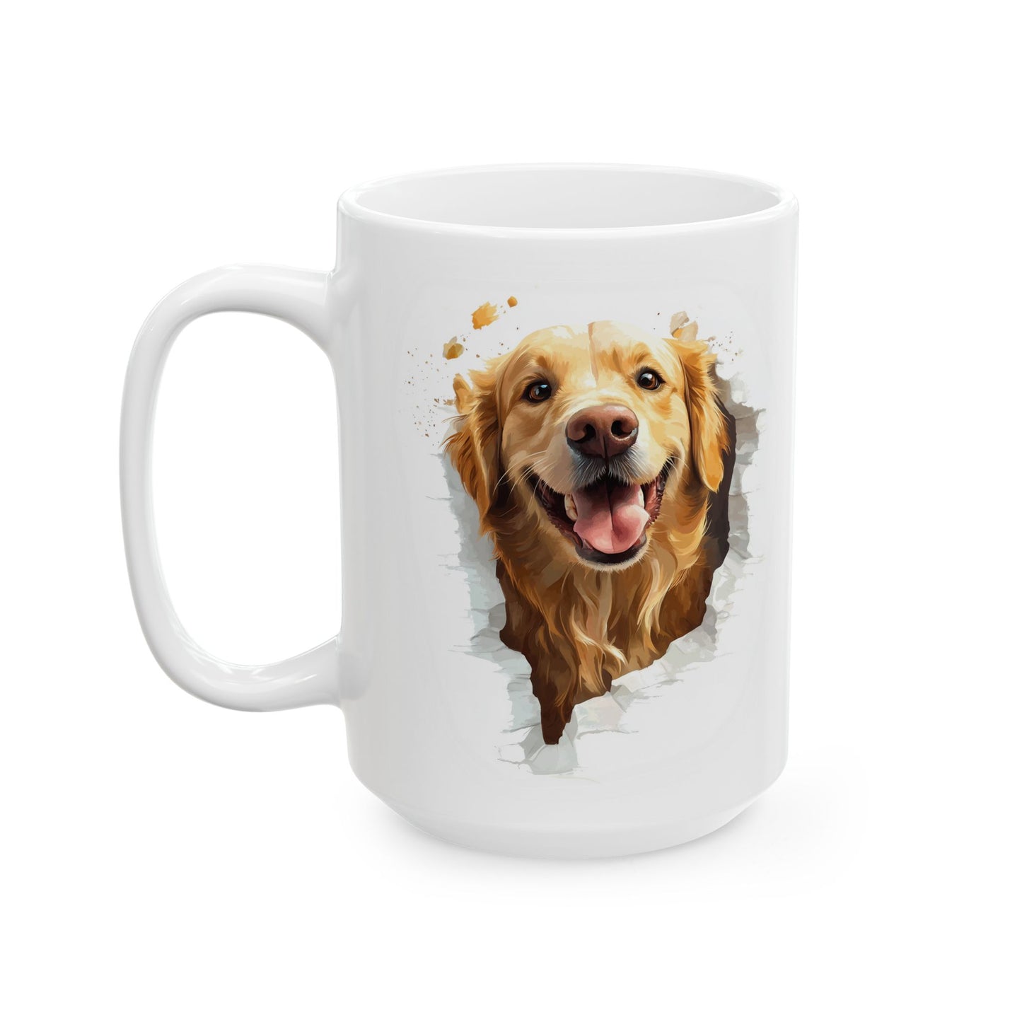 Golden Retriever Watercolor Ceramic Mug — Dog Lover Coffee Cup (11oz, 15oz)