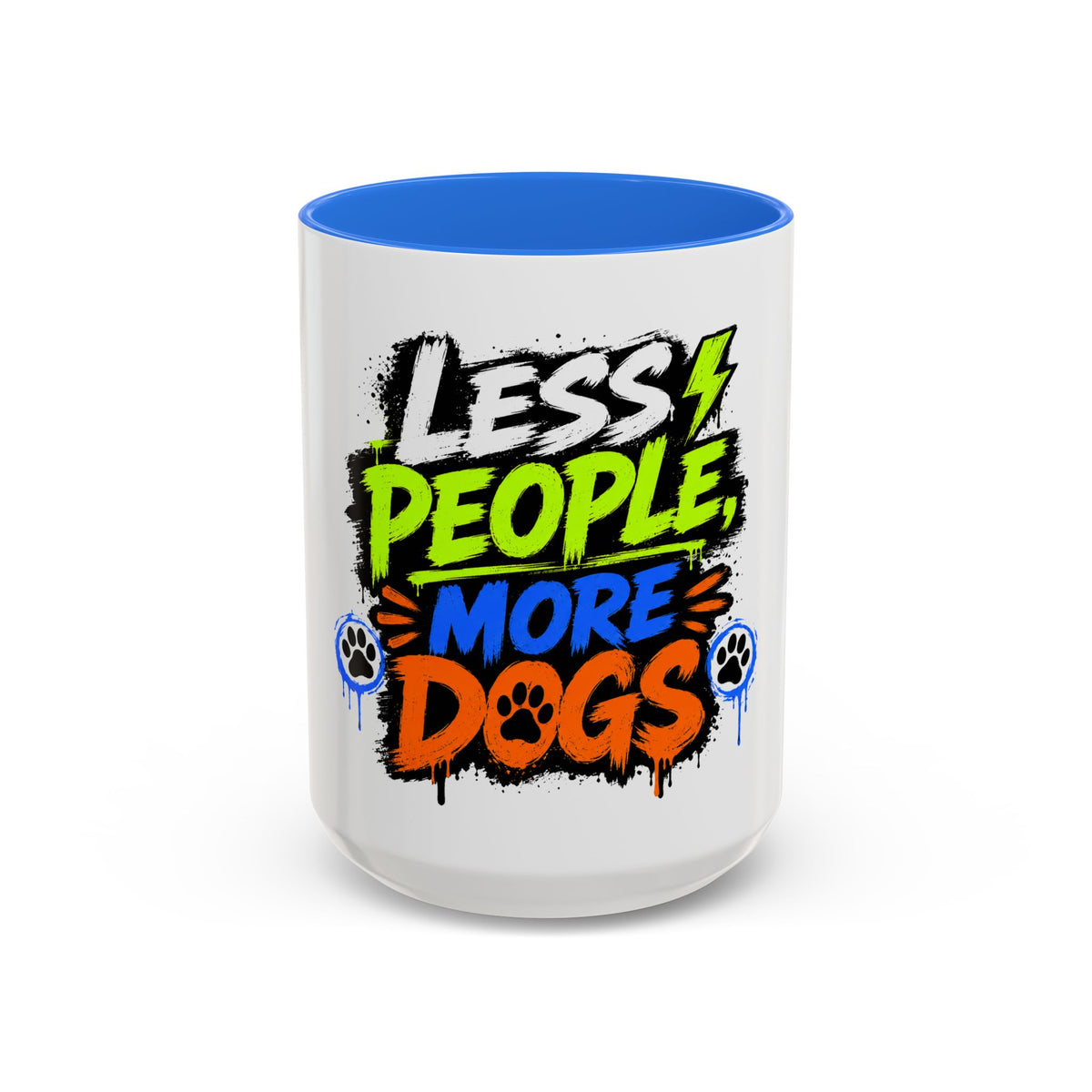 Less People More Dogs Coffee Mug — Bold Graffiti Dog Lover Gift (11oz, 15oz)