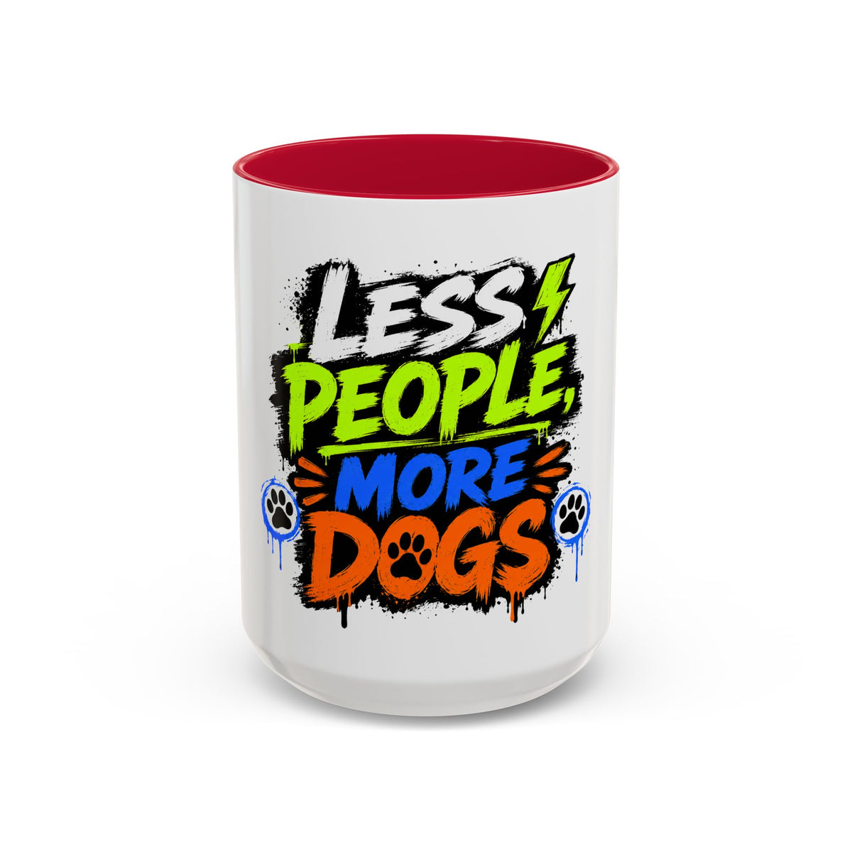 Less People More Dogs Coffee Mug — Bold Graffiti Dog Lover Gift (11oz, 15oz)