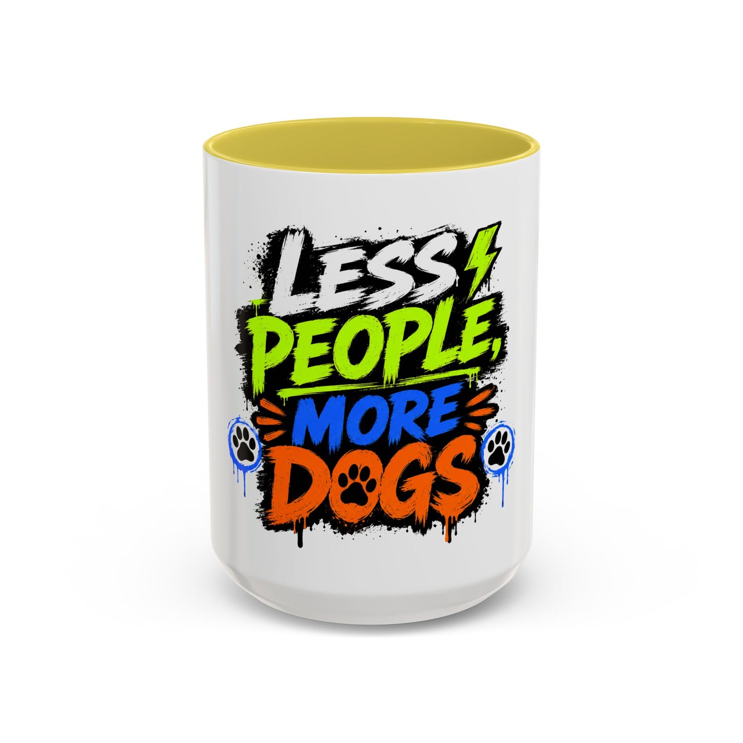 Less People More Dogs Coffee Mug — Bold Graffiti Dog Lover Gift (11oz, 15oz)