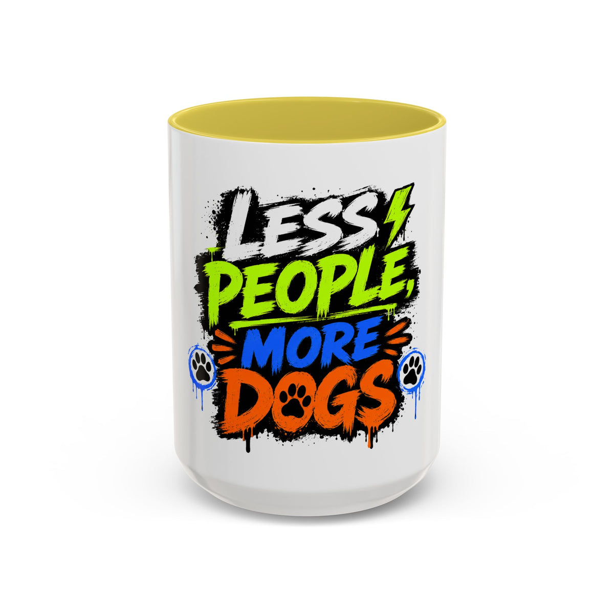 Less People More Dogs Coffee Mug — Bold Graffiti Dog Lover Gift (11oz, 15oz)