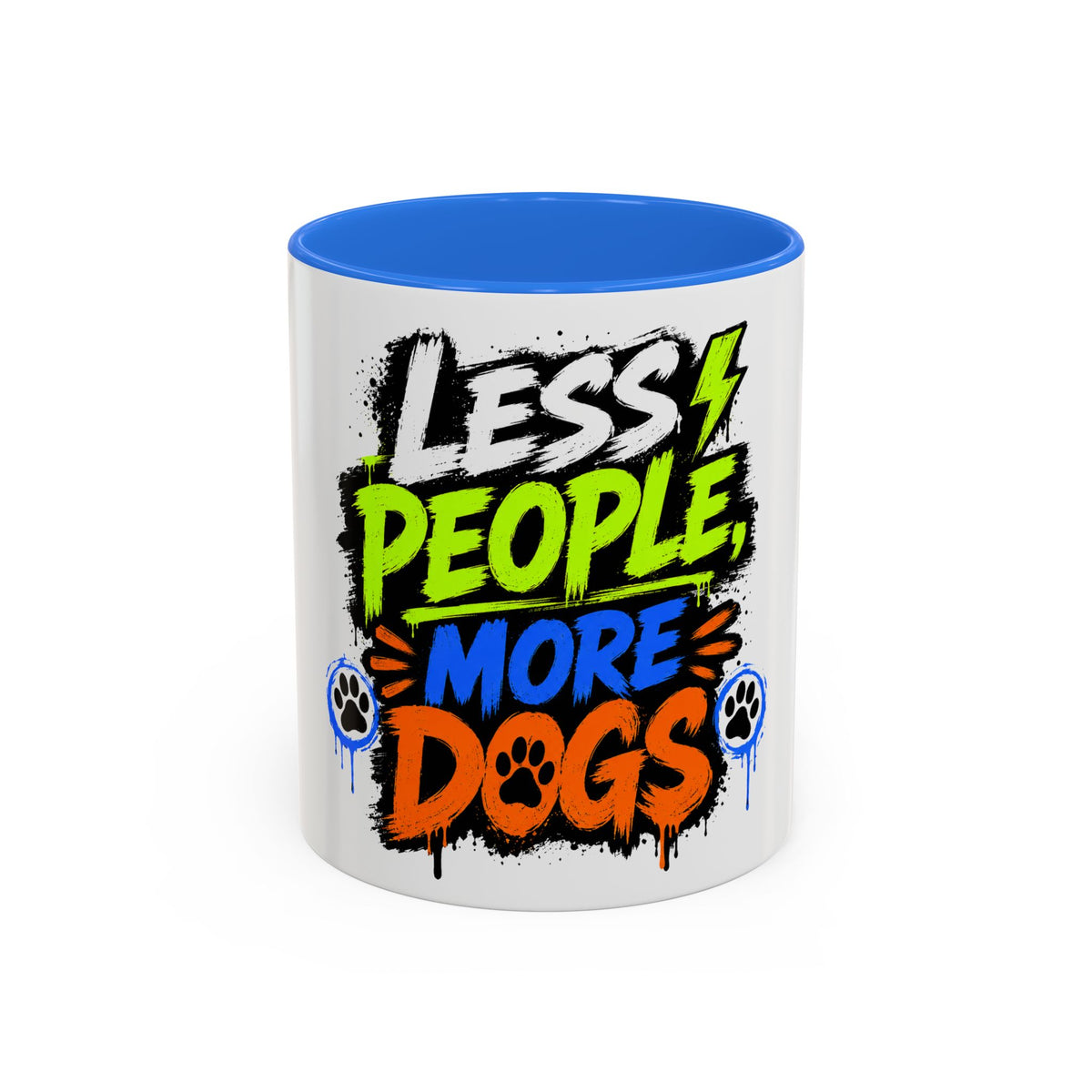 Less People More Dogs Coffee Mug — Bold Graffiti Dog Lover Gift (11oz, 15oz)