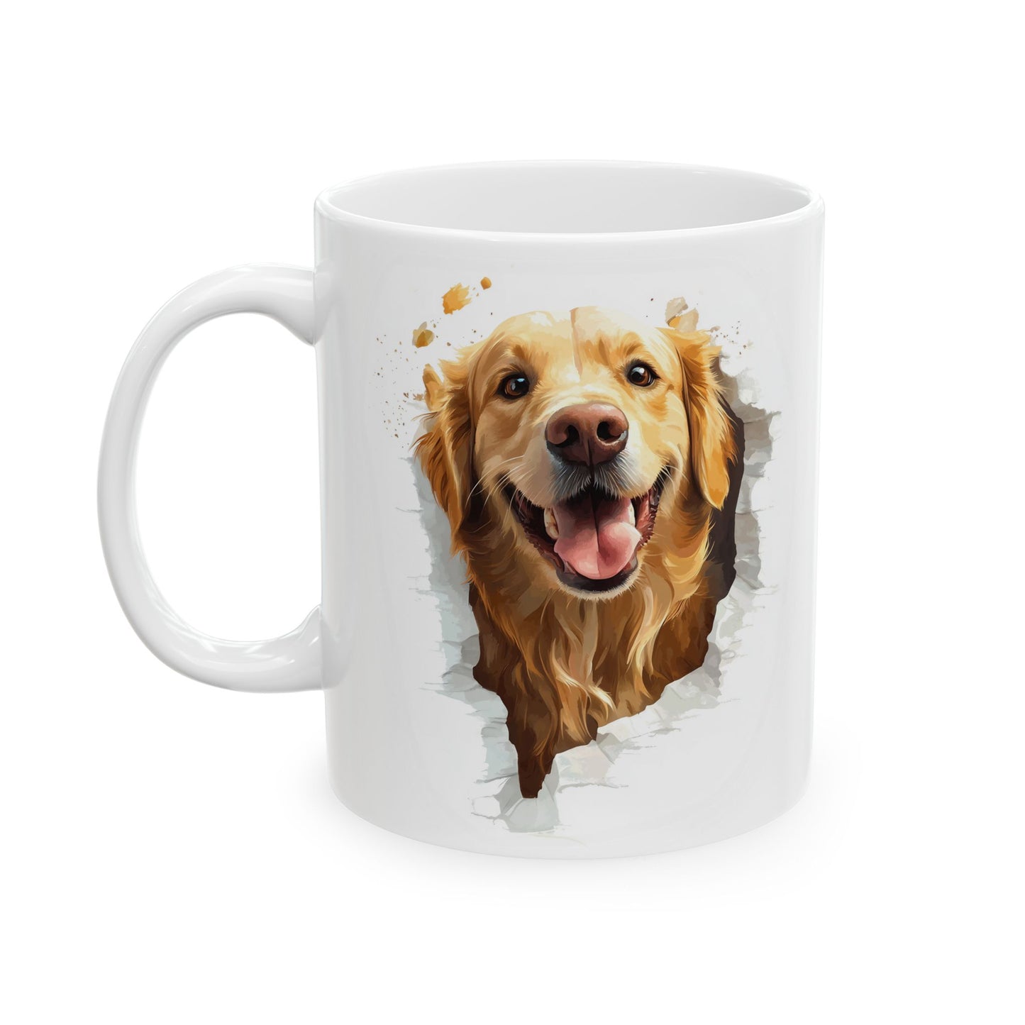 Golden Retriever Watercolor Ceramic Mug — Dog Lover Coffee Cup (11oz, 15oz)