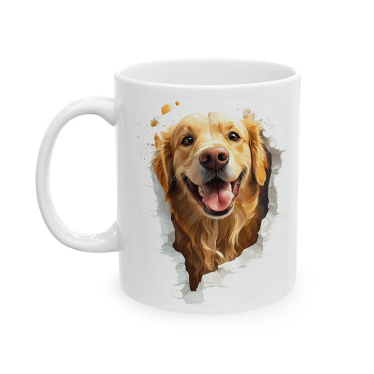 Golden Retriever Watercolor Ceramic Mug — Dog Lover Coffee Cup (11oz, 15oz)