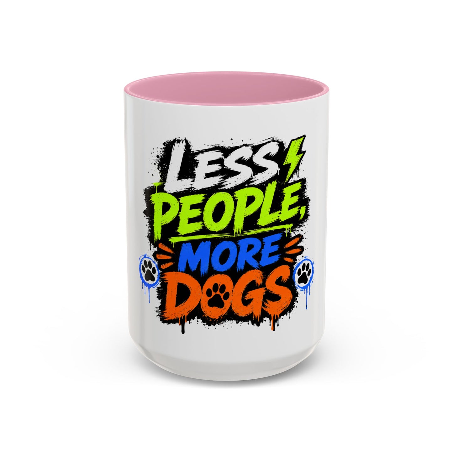 Less People More Dogs Coffee Mug — Bold Graffiti Dog Lover Gift (11oz, 15oz)