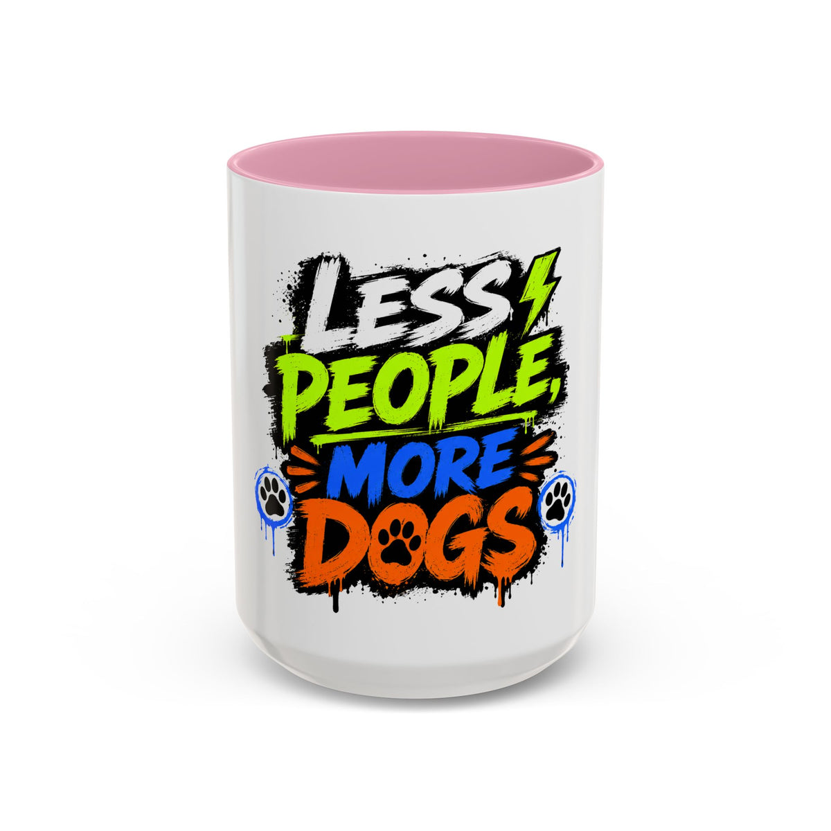 Less People More Dogs Coffee Mug — Bold Graffiti Dog Lover Gift (11oz, 15oz)