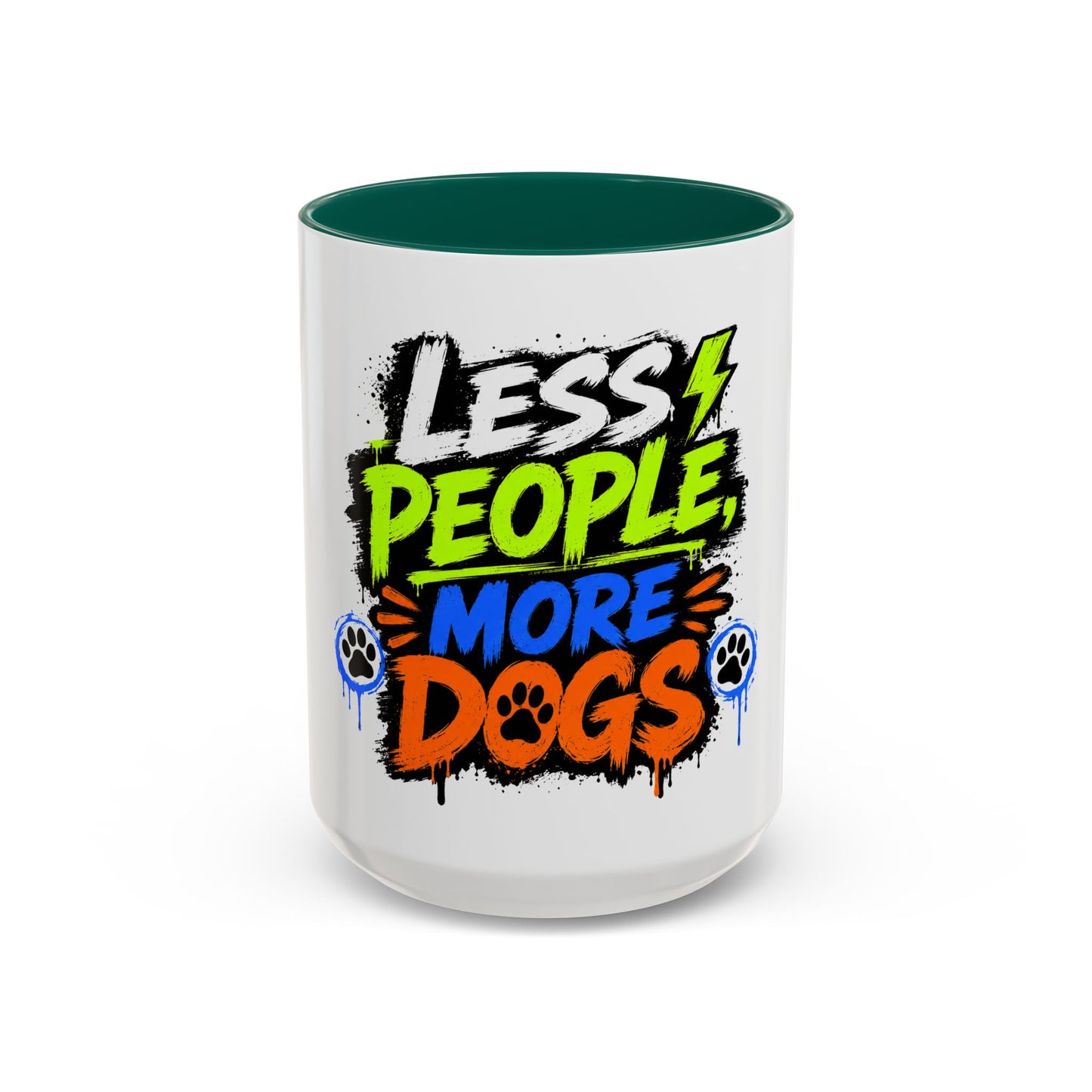 Less People More Dogs Coffee Mug — Bold Graffiti Dog Lover Gift (11oz, 15oz)