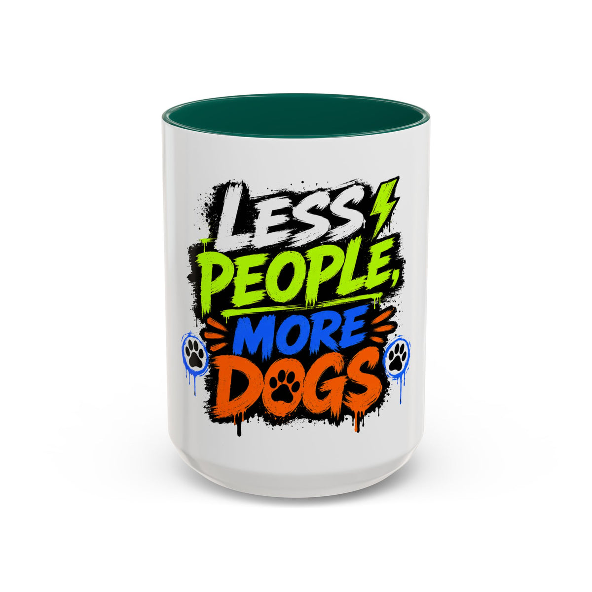 Less People More Dogs Coffee Mug — Bold Graffiti Dog Lover Gift (11oz, 15oz)