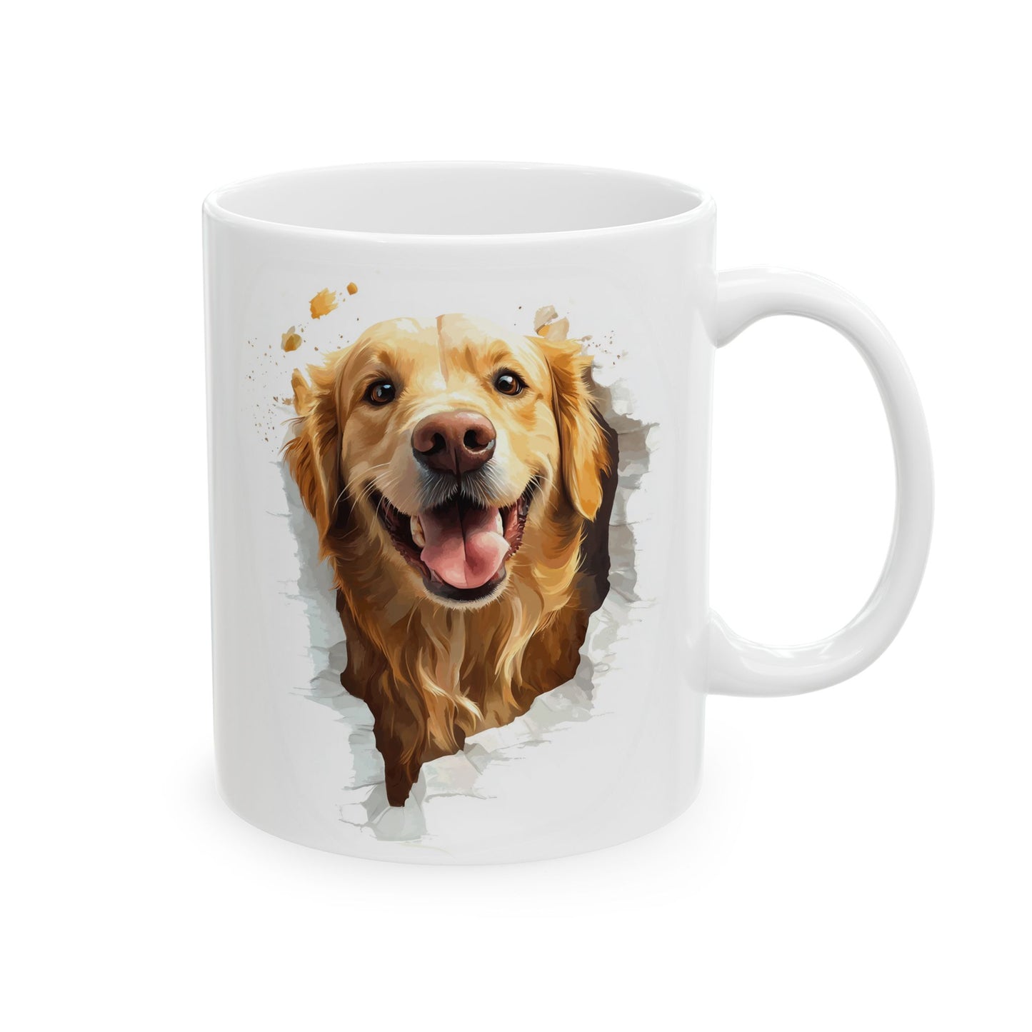 Golden Retriever Watercolor Ceramic Mug — Dog Lover Coffee Cup (11oz, 15oz)